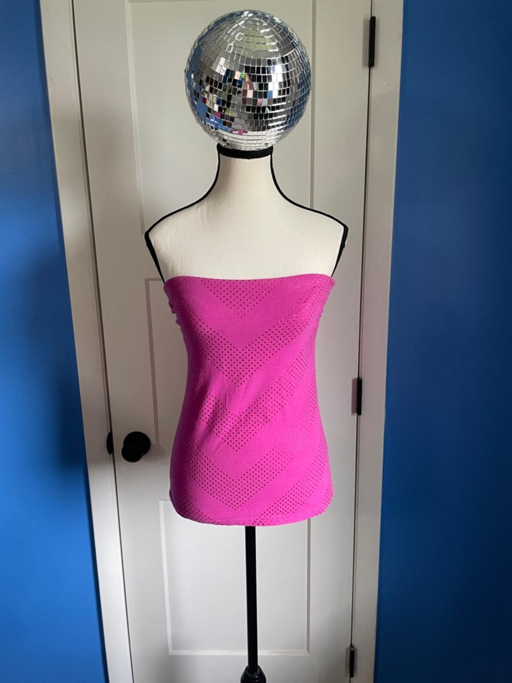Express Hot Pink Strapless Eyelet Tube Top